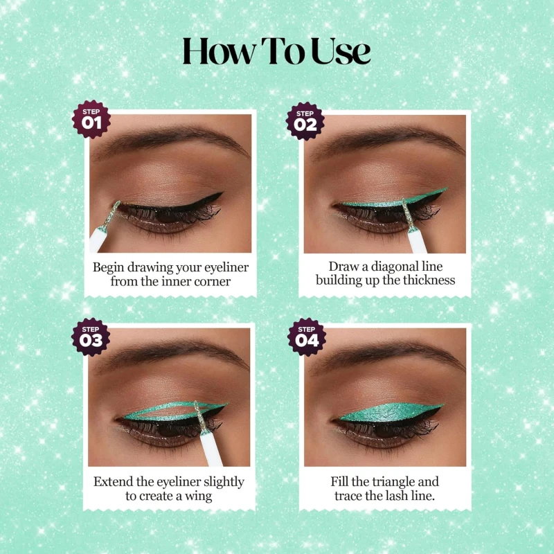Hilary Rhoda Showstopper Eyeliner | Smudge-proof & Metallic Glitter Eyeliner | Water-Resistant | 5ml (Emerald Green - Shade 05) thumbnail 6